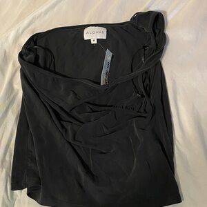 ALOHAS Midnight Black Draped Blouse